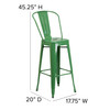 Flash Furniture Kai Commercial Grade 30" High Green Metal Indoor-Outdoor Bar Height Stool w/ Removable Back & Teak All-Weather Poly Resin Seat, Model# CH-31320-30GB-GN-PL2T-GG