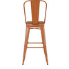 Flash Furniture Kai Commercial Grade 30" High Orange Metal Indoor-Outdoor Bar Height Stool w/ Removable Back & Teak All-Weather Poly Resin Seat, Model# CH-31320-30GB-OR-PL2T-GG