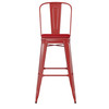 Flash Furniture Kai Commercial Grade 30" High Red Metal Indoor-Outdoor Bar Height Stool w/ Removable Back & Red All-Weather Poly Resin Seat, Model# CH-31320-30GB-RED-PL2R-GG