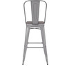 Flash Furniture Kai Commercial Grade 30" High Silver Metal Indoor-Outdoor Bar Height Stool w/ Removable Back & Gray All-Weather Poly Resin Seat, Model# CH-31320-30GB-SIL-PL2G-GG
