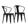 Flash Furniture Helvey Commercial Indoor/Outdoor Black Stacking Arm Chair w/ Vertical Slat Back & Poly Resin Slatted Seat, Set of 2, Model# 2-SB-T11C-BK-GG