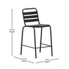 Flash Furniture Lila Commercial Black Metal Indoor-Outdoor Restaurant Bar Height Stool w/ Metal Triple Slat Back, Model# TLH-015H-BK-GG