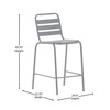 Flash Furniture Lila Commercial Silver Metal Indoor-Outdoor Restaurant Bar Height Stool w/ Metal Triple Slat Back, Model# TLH-015H-GG