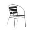 Flash Furniture Lila Commercial Metal Indoor-Outdoor Restaurant Stack Chair w/ Triple Slat Black Faux Teak Back, Model# TLH-017W-BK-GG