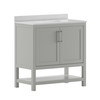 Flash Furniture Vega 36 Inch Bathroom Vanity w/ Sink Combo, Storage Cabinet w/ Soft Close Doors & Open Shelf, Carrara Marble Finish Countertop, Gray/White, Model# FS-VEGA36-GY-GG