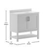 Flash Furniture Vega 36 Inch Bathroom Vanity w/ Sink Combo, Storage Cabinet w/ Soft Close Doors & Open Shelf, Carrara Marble Finish Countertop, White/White, Model# FS-VEGA36-WH-GG