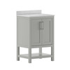 Flash Furniture Vega 24 Inch Bathroom Vanity w/ Sink Combo, Storage Cabinet w/ Soft Close Doors & Open Shelf, Carrara Marble Finish Countertop, Gray/White, Model# FS-VEGA24-GY-GG