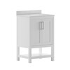 Flash Furniture Vega 24 Inch Bathroom Vanity w/ Sink Combo, Storage Cabinet w/ Soft Close Doors & Open Shelf, Carrara Marble Finish Countertop, White/White, Model# FS-VEGA24-WH-GG