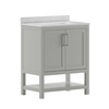 Flash Furniture Vega 30 Inch Bathroom Vanity w/ Sink Combo, Storage Cabinet w/ Soft Close Doors & Open Shelf, Carrara Marble Finish Countertop, Gray/White, Model# FS-VEGA30-GY-GG
