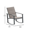 Flash Furniture Brazos 3 Piece Outdoor Rocking Chair Bistro Set w/ Flex Comfort Material & Steel Framed Glass Top Table, Brown/Black, Model# FV-FSC-2315-BRN-GG