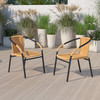 Flash Furniture Lila 2 Pack Beige Rattan Indoor-Outdoor Restaurant Stack Chair, Model# 2-TLH-037-BGE-GG