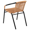 Flash Furniture Lila 2 Pack Beige Rattan Indoor-Outdoor Restaurant Stack Chair, Model# 2-TLH-037-BGE-GG