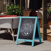 Flash Furniture Canterbury 30" x 20" Vintage Wooden A-Frame Magnetic Indoor/Outdoor Chalkboard Sign, Freestanding Double Sided Extra Large Message Board, Robin Blue, Model# HGWA-CB-3020-RBNBLU-GG
