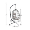 Flash Furniture Cleo Patio Hanging Egg Chair, Wicker Hammock w/ Soft Seat Cushions & Swing Stand, Indoor/Outdoor Gray Frame-Gray Cushions, Model# SDA-AD608001-GY-GG