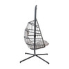 Flash Furniture Cleo Patio Hanging Egg Chair, Wicker Hammock w/ Soft Seat Cushions & Swing Stand, Indoor/Outdoor Gray Frame-Gray Cushions, Model# SDA-AD608001-GY-GG