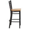 Flash Furniture HERCULES Series Black Ladder Back Metal Restaurant Barstool Natural Wood Seat, Model# XU-DG697BLAD-BAR-NATW-GG