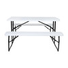 Flash Furniture Insta-Fold White Wood Grain Folding Picnic Table & Benches 4.5 Foot Folding Table, Model# RB-EBB-1470FD-WH-GG