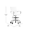 Flash Furniture Lexi Mid-Back White LeatherSoft Drafting Chair w/ Adjustable Foot Ring, Chrome Base, & Transparent Roller Wheels, Model# GO-2286B-WH-RLB-GG