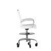 Flash Furniture Lexi Mid-Back White LeatherSoft Drafting Chair w/ Adjustable Foot Ring, Chrome Base, & Transparent Roller Wheels, Model# GO-2286B-WH-RLB-GG