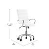 Flash Furniture Camilia Mid-Back White LeatherSoft Executive Swivel Office Chair w/ Chrome Frame, Arms, & Transparent Roller Wheels, Model# GO-2286M-WH-RLB-GG