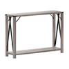 Flash Furniture Wyatt Modern Farmhouse Wooden 2 Tier Console Entry Table w/ Black Metal Corner Accents & Cross Bracing, Gray Wash, Model# ZG-038-GY-GG