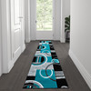 Flash Furniture Audra Collection 2' x 7' Turquoise Geometric Abstract Area Rug, Model# KP-RG953-27-TQ-GG