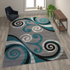 Flash Furniture Valli Collection 8' x 10' Turquoise Abstract Area Rug Olefin Rug w/ Jute Backing Hallway, Entryway, Bedroom, Living Room, Model# OKR-RG1100-810-TQ-GG