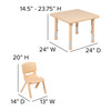 Flash Furniture Emmy 24" Square Natural Plastic Height Adjustable Activity Table Set w/ 2 Chairs, Model# YU-YCX-0023-2-SQR-TBL-NAT-R-GG
