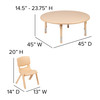 Flash Furniture Emmy 45" Round Natural Plastic Height Adjustable Activity Table Set w/ 2 Chairs, Model# YU-YCX-0053-2-ROUND-TBL-NAT-R-GG