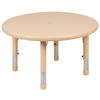 Flash Furniture Emmy 33" Round Natural Plastic Height Adjustable Activity Table Set w/ 2 Chairs, Model# YU-YCX-0073-2-ROUND-TBL-NAT-R-GG