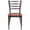Flash Furniture HERCULES Series Clear Coated Ladder Back Metal Restaurant Chair Cherry Wood Seat, Model# XU-DG694BLAD-CLR-CHYW-GG