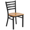 Flash Furniture HERCULES Series Black Ladder Back Metal Restaurant Chair Natural Wood Seat, Model# XU-DG694BLAD-NATW-GG