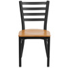 Flash Furniture HERCULES Series Black Ladder Back Metal Restaurant Chair Natural Wood Seat, Model# XU-DG694BLAD-NATW-GG