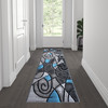 Flash Furniture Jubilee Collection 2' x 7' Blue Abstract Area Rug Olefin Rug w/ Jute Backing for Hallway, Entryway, Bedroom, Living Room, Model# ACD-RGTRZ860-27-BL-GG