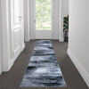 Flash Furniture Rylan Collection 2' x 7' Gray Abstract Area Rug Olefin Rug w/ Jute Backing for Hallway, Entryway, Bedroom, Living Room, Model# ACD-RGTRZ863-27-GY-GG