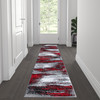 Flash Furniture Rylan Collection 2' x 7' Orange Abstract Area Rug Olefin Rug w/ Jute Backing for Hallway, Entryway, Bedroom, Living Room, Model# ACD-RGTRZ863-27-RD-GG