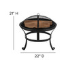 Flash Furniture Chelton 22" Round Wood Burning Firepit w/ Mesh Spark Screen & Poker, Model# YL-202-22-GG