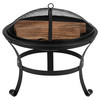 Flash Furniture Chelton 22" Round Wood Burning Firepit w/ Mesh Spark Screen & Poker, Model# YL-202-22-GG