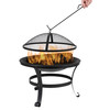 Flash Furniture Chelton 22" Round Wood Burning Firepit w/ Mesh Spark Screen & Poker, Model# YL-202-22-GG