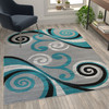 Flash Furniture Valli Collection 5' x 7' Turquoise Abstract Area Rug Olefin Rug w/ Jute Backing Hallway, Entryway, Bedroom, Living Room, Model# OKR-RG1100-57-TQ-GG