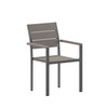 Flash Furniture Finch Commercial Grade Patio Chair w/ Arms, Stackable Side Chair w/ Faux Teak Poly Slats & Metal Frame, Gray/Gray, Model# SB-CA108-WA-GRY-GG