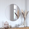 Flash Furniture Julianne 30" Round Silver Metal Framed Wall Mirror Large Accent Mirror for Bathroom, Vanity, Entryway, Dining Room, & Living Room, Model# HFKHD-0GD-CRE8-102315-GG