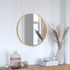 Flash Furniture Julianne 24" Round Gold Metal Framed Wall Mirror Large Accent Mirror for Bathroom, Vanity, Entryway, Dining Room, & Living Room, Model# HFKHD-4GD-CRE8-391315-GG