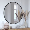 Flash Furniture Julianne 36" Round Black Metal Framed Wall Mirror Large Accent Mirror for Bathroom, Vanity, Entryway, Dining Room, & Living Room, Model# HFKHD-6GD-CRE8-091315-GG
