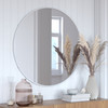 Flash Furniture Julianne 36" Round Silver Metal Framed Wall Mirror Large Accent Mirror for Bathroom, Vanity, Entryway, Dining Room, & Living Room, Model# HFKHD-6GD-CRE8-202315-GG