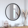 Flash Furniture Jennifer 30" Round Black Metal Deep Framed Wall Mirror Large Accent Mirror for Bathroom, Entryway, Dining Room, & Living Room, Model# HMHD-22M116YA-BLK-GG