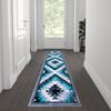 Flash Furniture Teagan Collection Southwestern 2' x 7' Turquoise Area Rug Olefin Rug w/ Jute Backing Entryway, Living Room, Bedroom, Model# OKR-RG1106-27-TQ-GG