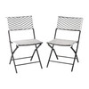 Flash Furniture Rouen Set of 2 Commercial Grade Foldable French Bistro Chairs, Indoor/Outdoor PE Rattan Back & Seat, Black/White w/ Black Steel Frames, Model# 2-FV-FWA086-BLK-WHT-GG