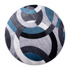 Flash Furniture Harken Collection Geometric 5' x 5' Blue & Gray Round Olefin Area Rug w/ Jute Backing, Living Room, Bedroom, Model# YK-F968B-D9826-5R-BL-GG