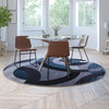 Flash Furniture Harken Collection Geometric 8' x 8' Blue & Gray Round Olefin Area Rug w/ Jute Backing, Living Room, Bedroom, Model# YK-F968B-D9826-8R-BL-GG